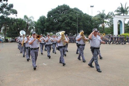 A banda da PM ficou sob a regência do subtenente PM Rogério Prado de Carvalho
