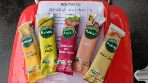  Sorvetes orgânicos da Itabaú na banca Policarpo também são comercializados